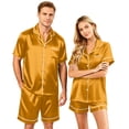 thumbnail image 3 of Resicozy Couple Matching Pajamas Sets Short Sleeve Button Down Pjs Sleepwear 2 Piece Lounge Sets Orange XL, 3 of 8
