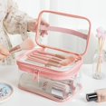 thumbnail image 4 of Bolso de maquillaje transparente de DOBLE capa TANGJMXG rosa, 4 of 5