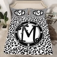 thumbnail image 2 of Feelyou Bowknot Letter M Full Size Sheets for Child, Leopard Cheetah Print Bed Sheets, Modern Fashion Style Sheet Sets, Microfiber Bedroom Decor, 4pcs, 2 of 7