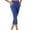 Blue, variant on Women's Yoga Pants - Work Dressy, Solid Color, Slim Capris, Elastic High Waist, Pockets
