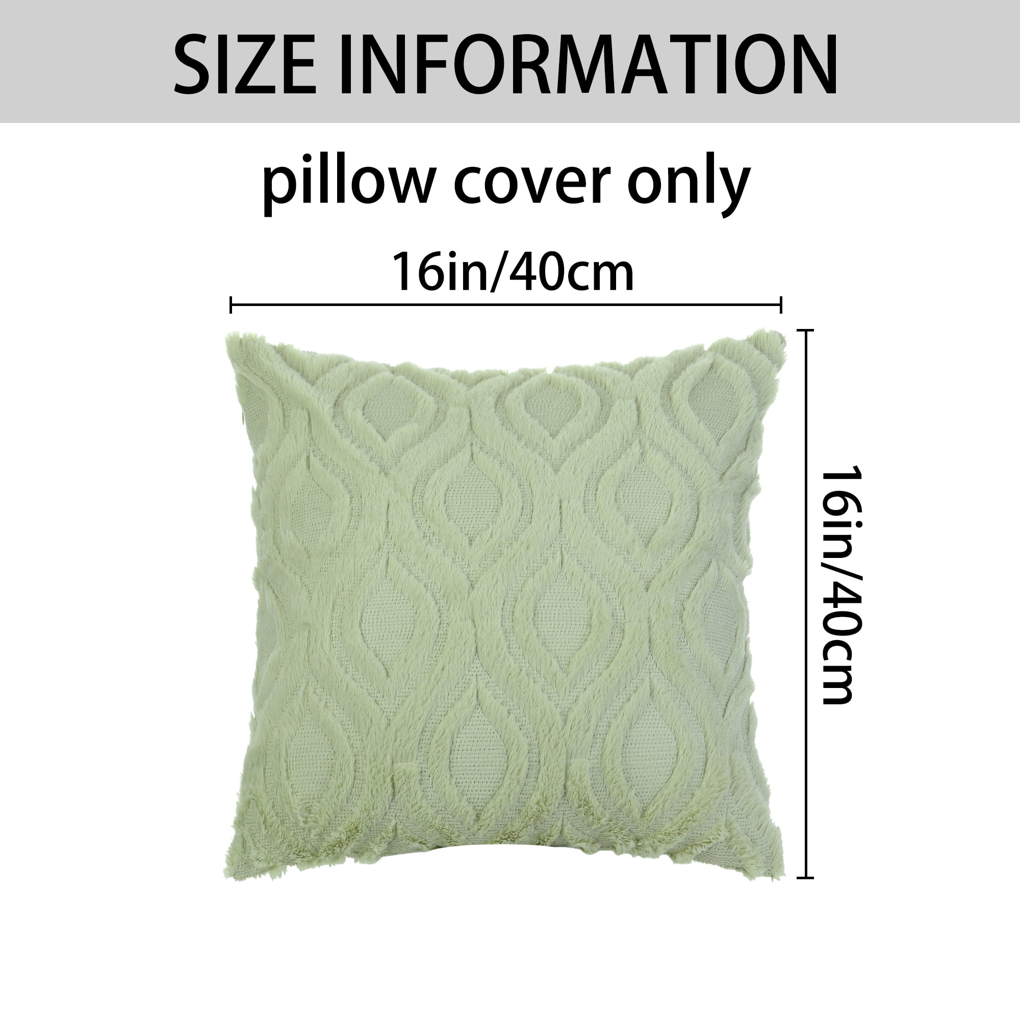 Unique Bargains Shaggy Plush Throw Pillow Covers Couch Pillow Covers (2 Count) Green-2 16" x 16"