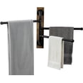 thumbnail image 6 of Swivel Towel Rack, Wall Mounted Towel Holder with 3 Tier Industrial Metal Pipe Towel Bars and Rustproof Swing Out Wooden Base for Bathroom Kitchen Pool, 6 of 7