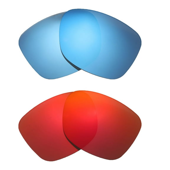 Walleva Polarized Fire Red   Ice Blue Replacement Lenses For Oakley Catalyst Sunglasses