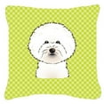 thumbnail image 3 of Carolines Treasures BB1155PW1818 Checkerboard Blue Bichon Frise Fabric Decorative Pillow- 18 x 18 In., 3 of 3