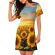 thumbnail image 2 of Balery Beautiful Golden Sunflower Field Camisón de manga corta con cuello redondo para mujer, cómodo y elegante., 2 of 6