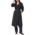thumbnail image 2 of INSPIRE CHIC Womens Denim Trench Coats Double Breasted Long Sleeves A Line Lapel Belted Pockets Back Slit Fall Winter Long Jean Jackets Medium Black, 2 of 6