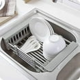 thumbnail image 6 of Dish Drainer Kitchen Drainer Extendable Dish Rack and Utensil Holder Stainless Steel Cutlery Drainer Drainer Shelf Dishes in The Sink or On The Counter, 6 of 8