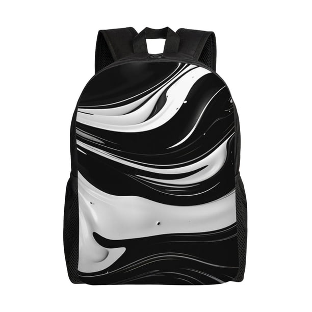 Balery Abstract Black White Swirls Mochila - Mochila Estilosa y Duradera para Laptop de 15 Pulgadas con Tela Oxford Impermeable