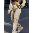 thumbnail image 4 of Women’s Solid Color Straight Long Cargo Pants Loose Casual Design for Everyday & Fashionable Looks, 4 of 5