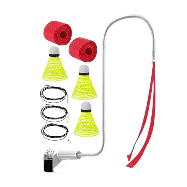 Quzzie 3 Pieces Solo Badminton Practice Indoor Training Aid Self Learning Device Shuttlecock Portable Elastic Rope Metal Construction Suitable for Family Fitness Beginner Home Use style D