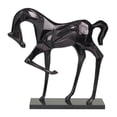 thumbnail image 6 of DecMode Aluminum Contemporary Prancing Horse Sculpture 19"W x 19"H, Polished Black Finish with Black Marble Base, 6 of 8