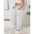 thumbnail image 3 of Lentta Womens Baggy Barrel Pants Wide Leg Lounge Drawstring Sweatpants with Pockets, 3 of 7