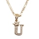 thumbnail image 1 of Cadena y dije de brillos con corona de oro laminado letra U, 1 of 7