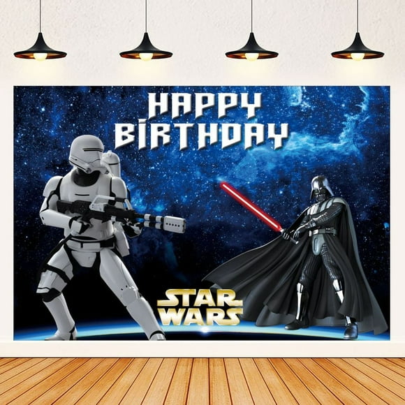 Happy Birthday Star Anime Cartoon Wars Theme Backdrops Banner Birthday Party Decor Supplies,5.9x3.6ft