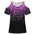 thumbnail image 3 of Mode Décontractée pour Femmes Imprimé Manches Courtes Col Rond Blouses Chemises, 3 of 4
