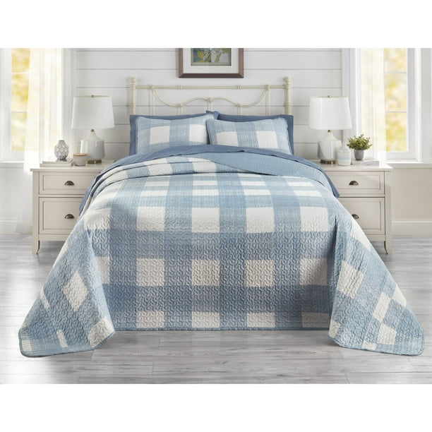 Brylanehome Bh Studio Reversible Quilted Bedspread Full, Blue White