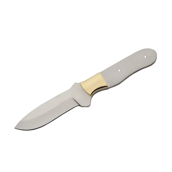 SZCO 8.25" Drop Point Knife Blade Blank, 4-Inch 8-Gauge Stainless Steel Blade with Brass Bolster, Full Tang DIY Knife Making Kit for Custom Crafting and Hunting