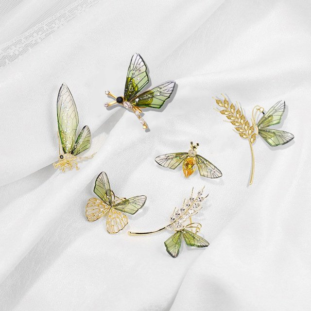 6 uds. Broche de libélula con diamantes de imitación de cristal, joyería, cristal de libélula y mariposa