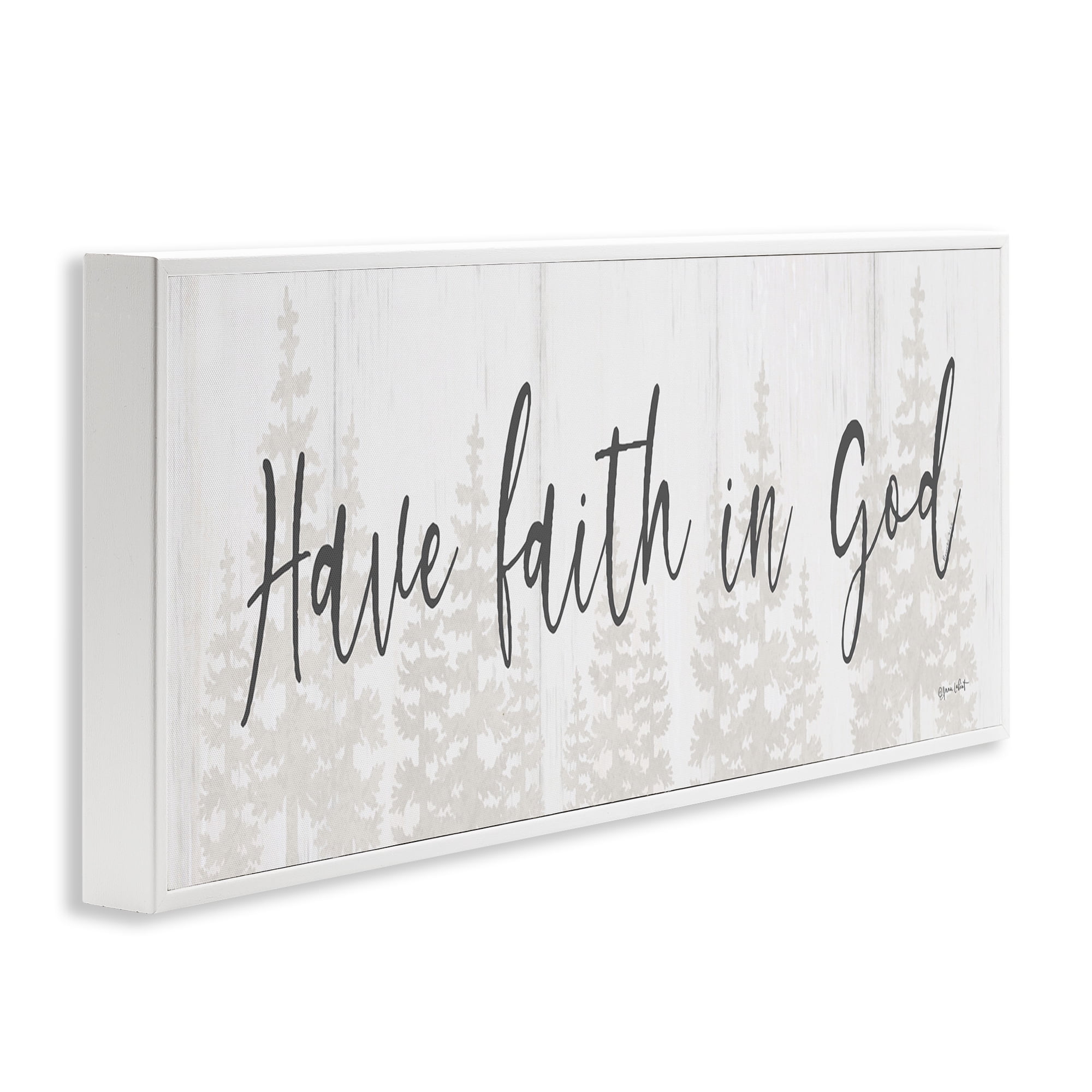 Stupell Industries Faith In God Phrase Religious Painting White Framed Art Print Wall Art, 24 x 10