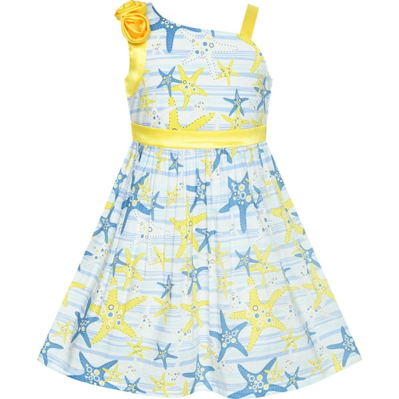 Girls Dress One Shoulder Sea Star Flower Dress Birthday Party 6 Years