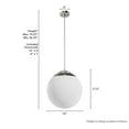 thumbnail image 6 of Hunter - Hepburn 3-light Brushed Nickel, Medium Size Pendant Light, Dimmable, Mid Century Modern Style, Globe Shaped, for Bedrooms, Dining, Living Rooms - 19851, 6 of 7