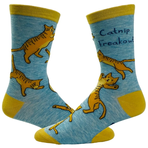 Women's Catnip Freakout Socks Funny Pet Kitty Cat Animal Lover Crazy Cat Lady Footwear