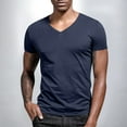 thumbnail image 6 of BXINGOHAI Mens Casual Slim Fit Short Sleeve T-Shirts Soft Lightweight V-Neck Dark Blue,2XL, 6 of 7
