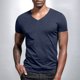 thumbnail image 4 of Blusas y camisas de manga corta con cuello en V para hombre, blusas casuales de verano a la moda de color liso con cuello en V y manga corta para hombre., 4 of 7