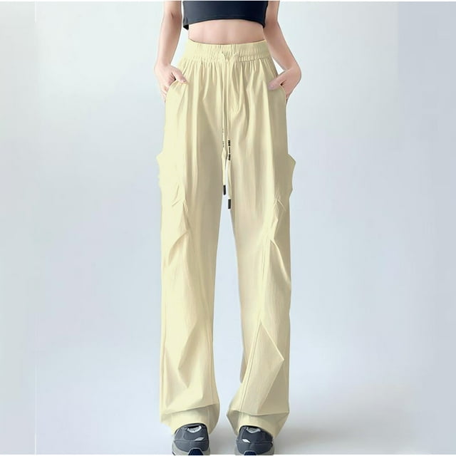 Fewfanhot Wide Leg Pants Woman High Waisted Stretch Wide Leg with Pockets Lightweight Work Hiking Pants