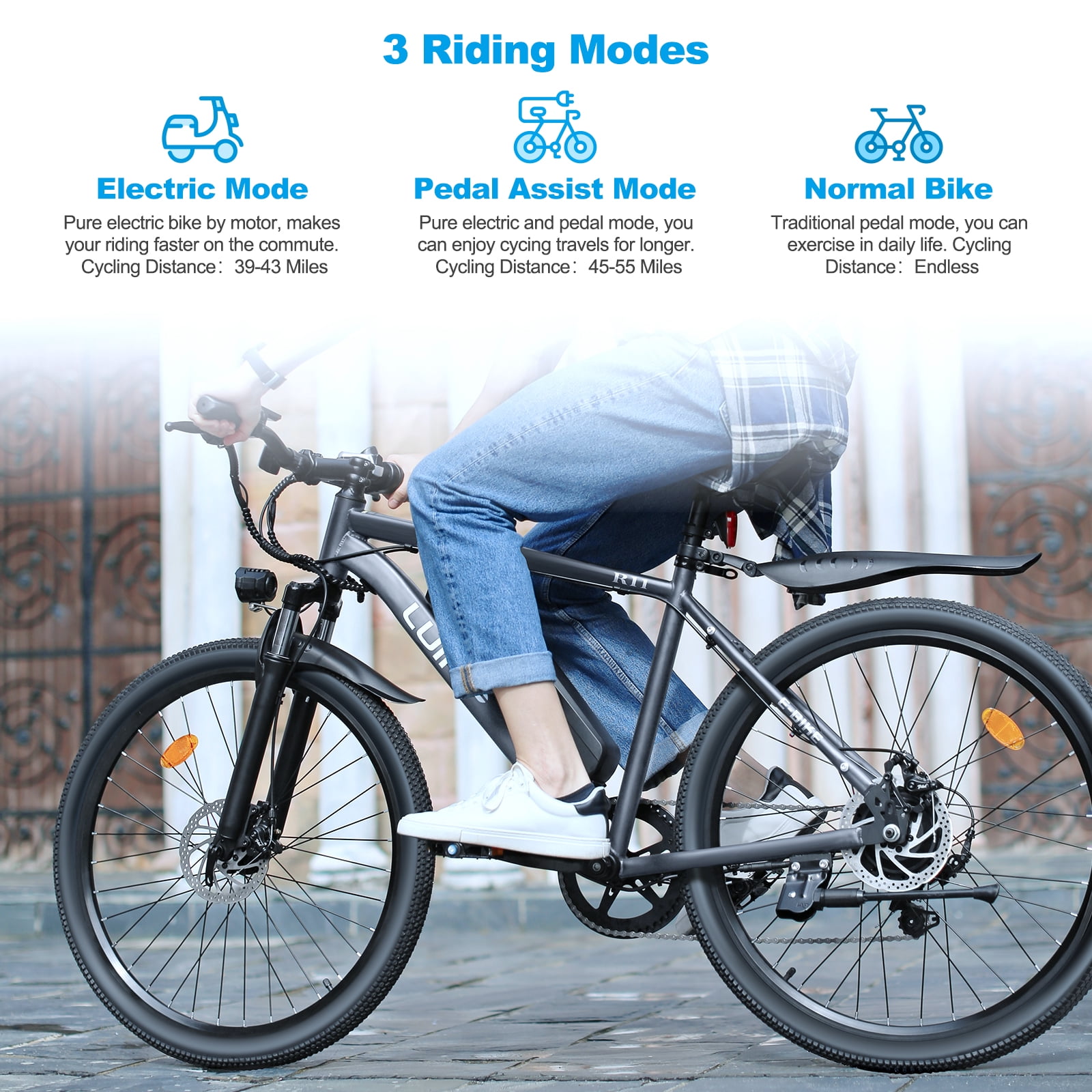 VTOKW 500W Electric Bike for Adults, 26" Electric Bicycles, 36V 10.4Ah Battery, 20MPH Ebike, E-Bike UL2849