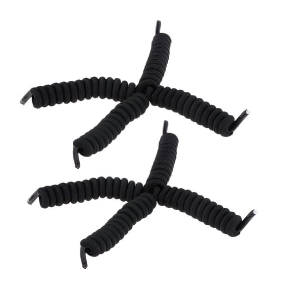 TELOLY 4 Pcs Universal Elastic Spiral Shoelaces for Sports Leisure Outdoor, Black