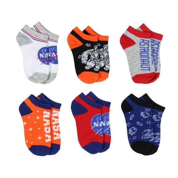 NASA Kids Socks Future Astronaut Youth No Show Mix And Match Ankle Socks 6 Pack