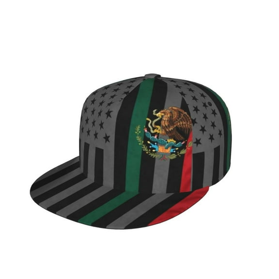 Snapback Hats For Men Women Mexico-America-Flag Flat Bill Brim Baseball Cap Printed Hat