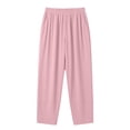 thumbnail image 5 of LIJCC Girls cropped pants Straight Wide Leg Trousers Solid Color Elastic High Waist Baggy Outdoor Casual Pants (Pink,8-9 Years), 5 of 9