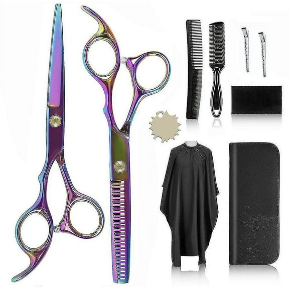 Hair Cutting Scissors Kits, 11pcs Professional Haircut Scissors Kit With Comb, Clips, Cape, New Craftsmanship Stainless Steel Hairdressing Thinning Sh