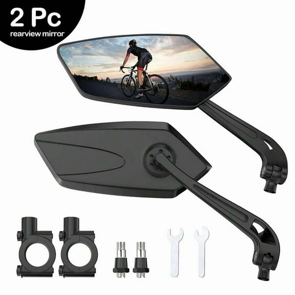 2-Pack Bicycle Rearview Mirror 360 °     Adjustable For Handlebars, High-Definition Shockproof Side Mirror Electric Bicycles Are Universal Suitable For Handle Diameter 22.2-25mm