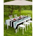 thumbnail image 4 of Fsddascl Turquoise Black Stripe Outdoor Tablecloth - 60x84 Inch Rectangle Dining Table Cover, Modern Abstract Coarse Striped Waterproof Outdoor Table Cloth with Umbrella Hole & Zipper for Patio, 4 of 7
