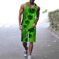 thumbnail image 2 of VBARHMQRT Men's Pajama Bottoms Flannel Mens St. Pat's Day Casual Printed Round Neck Pullover Vest Drawstring Shorts Set Two Piece Set, 2 of 6