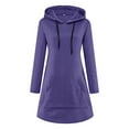 thumbnail image 4 of ZOHIUM Womens Boho Summer Dresses Womens Dresses Casual Women's Solid Large Loose Pocket Drawstring Long Sleeve Hoodie Dress Sun Dress Dresses for Women (Purple,Xxl), 4 of 4