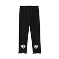 thumbnail image 2 of ATOGUTA Girls Capri Leggings Kids Stretchy Elastic Waist Athletic Pants Summer Slim Skinny Sports Casual Tights Size 3T-15, Black, 2 of 5
