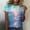Blue, variant on QENGING Women's Short Sleeve Adult Round Neck Plus Size Juniors Tops T-Shirt Prints Loose Blouse