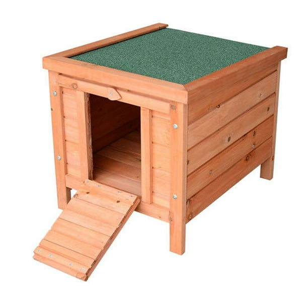 PawHut Small Wooden Dog Cage Bunny Rabbit/Guinea Pig House, Nature Wood