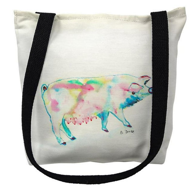 Betsy Drake TY124M 16 x 16 in. Pink Pig Tote Bag - Medium
