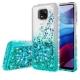 thumbnail image 2 of Liquid Glitter Phone Case for Motorola Moto G Power 2021 Case Cover with [Tempered Glass Screen Protector] Shock Proof Bling Diamond for Girls Women - Aqua/Clear, 2 of 4