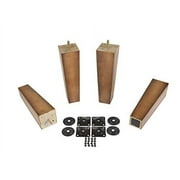 ProFurnitureParts Sandstone 9" Tall Tapered Wood Sofa Legs w/Anti-Skid Pads, Leg Plates Included Set of 4