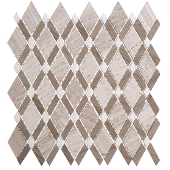 Victory Wynn Brown 2-in. x 3-in. Novelty Marble Diamond Natural Stone Mosaic Wall & Floor Tile