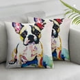 thumbnail image 3 of Acheng Throw Pillow Cover Cute White Frenchie French Bulldog Original Watercolor of Dog Rainbow Hand Square Decorative Throw Pillow Cushion Case for Home Couch Car 18x18in, 3 of 7