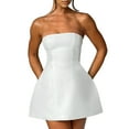 thumbnail image 2 of Robe Tube Sans Bretelles pour Femmes, Robe de Soirée Boîte de Nuit, Robe de Bal Courte Blanche P, 2 of 10