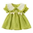 thumbnail image 1 of Ketyyh-chn99 Robe d'Été Robes d'Été Tout-Petits Bébés Filles Robe Tutu en Velours Manches Longues Courtes Princesse Mariage Robes Sans Manches Vêtements Vert,2-3 Ans, 1 of 5