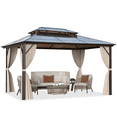 thumbnail image 6 of Hommow 10' x 13' Outdoor Hardtop Gazebo with Polycarbonate Double Roof, Waterproof, 6 of 7
